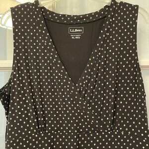 LLBean Summer Knit Maxidress size XL Classic Black Dot